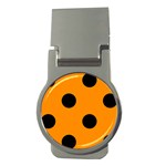 Polka Dots - Black on Dark Orange Money Clip (Round)