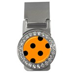 Polka Dots - Black on Dark Orange Money Clip (CZ)