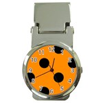 Polka Dots - Black on Dark Orange Money Clip Watch