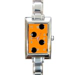 Polka Dots - Black on Dark Orange Rectangle Italian Charm Watch