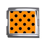 Polka Dots - Black on Dark Orange Mega Link Italian Charm (18mm)