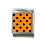 Polka Dots - Black on Dark Orange Italian Charm (13mm)
