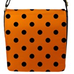 Polka Dots - Black on Dark Orange Flap Closure Messenger Bag (S)