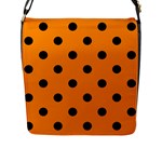Polka Dots - Black on Dark Orange Flap Closure Messenger Bag (L)
