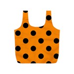 Polka Dots - Black on Dark Orange Full Print Recycle Bag (S)