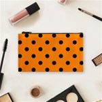 Polka Dots - Black on Dark Orange Cosmetic Bag (S)
