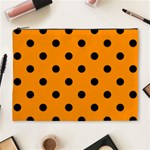Polka Dots - Black on Dark Orange Cosmetic Bag (XL)