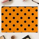 Polka Dots - Black on Dark Orange Cosmetic Bag (XXXL)