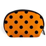 Polka Dots - Black on Dark Orange Accessory Pouch (Large)