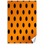 Polka Dots - Black on Dark Orange Canvas 12  x 18 