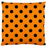 Polka Dots - Black on Dark Orange Large Cushion Case (One Side)