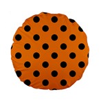 Polka Dots - Black on Dark Orange Standard 15  Premium Round Cushion