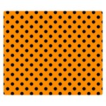 Polka Dots - Black on Dark Orange Double Sided Flano Blanket (Small)