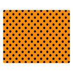 Polka Dots - Black on Dark Orange Double Sided Flano Blanket (Large)