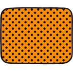 Polka Dots - Black on Dark Orange Double Sided Fleece Blanket (Mini)