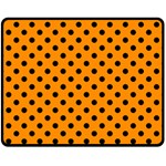 Polka Dots - Black on Dark Orange Fleece Blanket (Medium) (One Side)