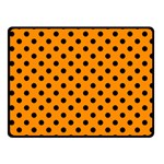 Polka Dots - Black on Dark Orange Fleece Blanket (Small) (One Side)
