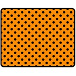 Polka Dots - Black on Dark Orange Double Sided Fleece Blanket (Medium) (Two Sides)