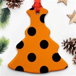Polka Dots - Black on Dark Orange Christmas Tree Ornament (Two Sides)
