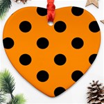 Polka Dots - Black on Dark Orange Heart Ornament (Two Sides)