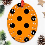 Polka Dots - Black on Dark Orange Ornament (Bell) Ornament (Oval Filigree)