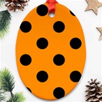 Polka Dots - Black on Dark Orange Ornament (Oval)