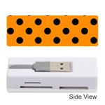 Polka Dots - Black on Dark Orange Memory Card Reader (Stick)