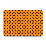Polka Dots - Black on Dark Orange Small Doormat