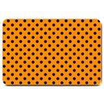 Polka Dots - Black on Dark Orange Large Doormat
