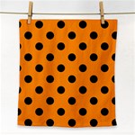 Polka Dots - Black on Dark Orange Face Towel