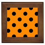 Polka Dots - Black on Dark Orange Framed Tile