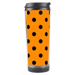 Polka Dots - Black on Dark Orange Travel Tumbler