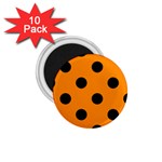 Polka Dots - Black on Dark Orange 1.75  Magnet (10 pack)