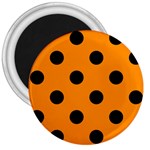 Polka Dots - Black on Dark Orange 3  Magnet