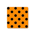 Polka Dots - Black on Dark Orange Magnet (Square)