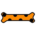 Polka Dots - Black on Dark Orange Magnet (Dog Bone)