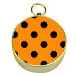 Polka Dots - Black on Dark Orange Gold Compass