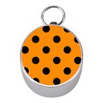 Polka Dots - Black on Dark Orange Silver Compass (Mini)