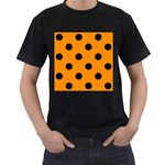Polka Dots - Black on Dark Orange Men s T-Shirt (Black)