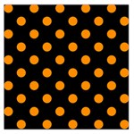 Polka Dots - Dark Orange on Black Large Satin Scarf (Square)