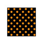 Polka Dots - Dark Orange on Black Satin Bandana Scarf