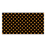 Polka Dots - Dark Orange on Black Satin Shawl