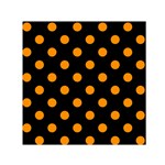 Polka Dots - Dark Orange on Black Small Satin Scarf  (Square)