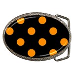 Polka Dots - Dark Orange on Black Belt Buckle