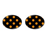 Polka Dots - Dark Orange on Black Cufflinks (Oval)