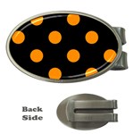 Polka Dots - Dark Orange on Black Money Clip (Oval)