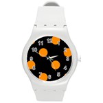 Polka Dots - Dark Orange on Black Round Plastic Sport Watch (M)
