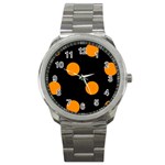 Polka Dots - Dark Orange on Black Sport Metal Watch