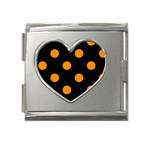 Polka Dots - Dark Orange on Black Mega Link Heart Italian Charm (18mm)