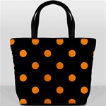 Polka Dots - Dark Orange on Black Bucket Bag